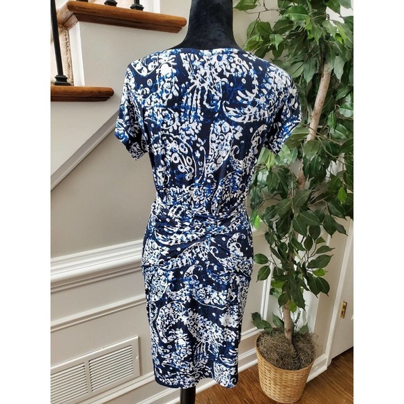 Michael Kors Women's Blue Polyester Round Neck Short Sleeve Knee Length Dress S - Picture 8 of 12